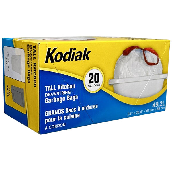 KODIAK White Kitchen Garbage Bags with String 24x20 EA