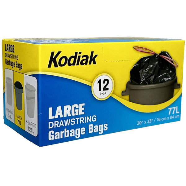 KODIAK Black Kitchen Garbage Bags with String 24x12 EA