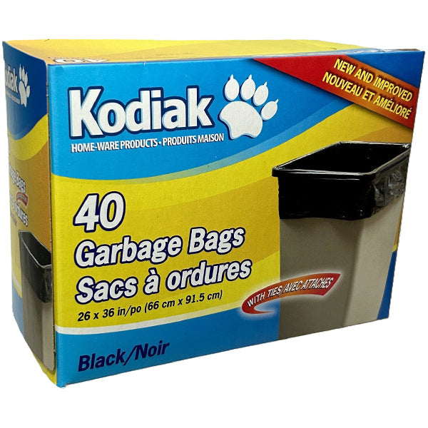 KODIAK Regular Black Garbage Bags 26"x36" 10x40 EA