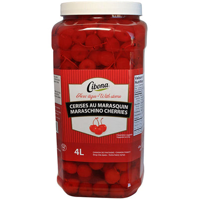 CIBONA Maraschino Cherries w/ Stem 4LT