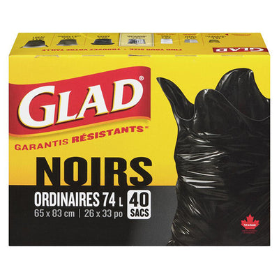 GLAD Black Regular 74L Bags 40CT