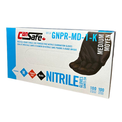 CANSAFE Nitrile Black Medium Gloves Powder Free 100EA