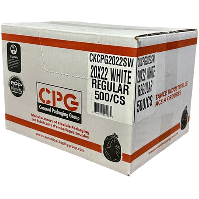 CPG Utility White Garbage Bags 20x22 500PK