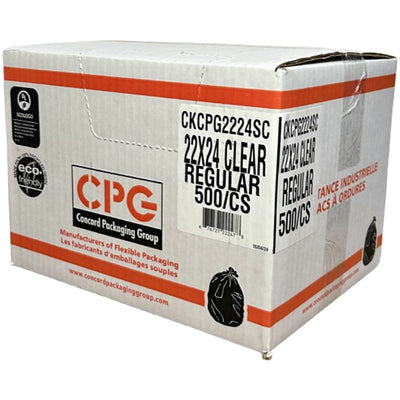 CPG Utility Clear Garbage Bags 22x24 500PK