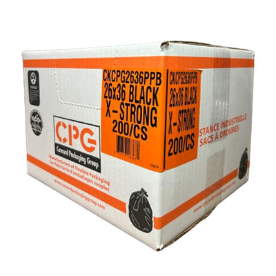 CPG X-Strong Black Garbage Bags 26x36 200PK