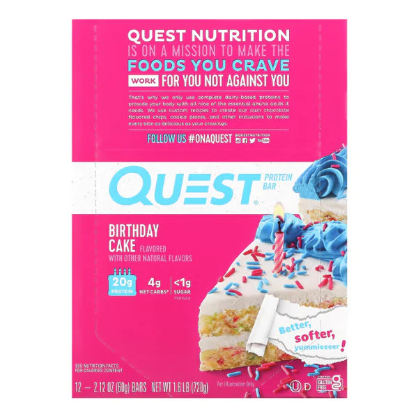QUEST Birthday Cake Protein Bar, 12x60GR