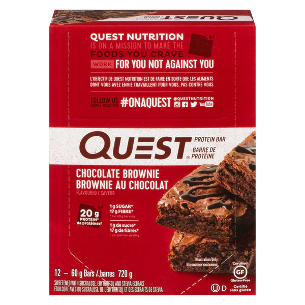 QUEST Chocolate Brownie Protein Bar, 12x60GR