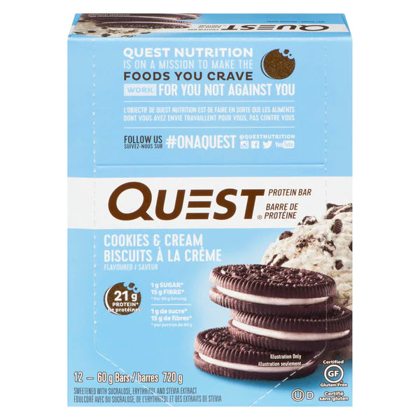 QUEST Cookies N Cream Protein Bar, 12x60GR