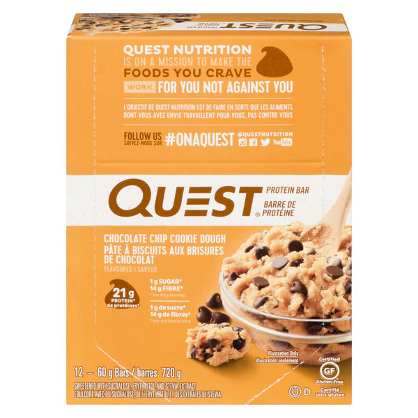 QUEST Chocolate Chip Cookie Dough Protein Bar, 12x60GR