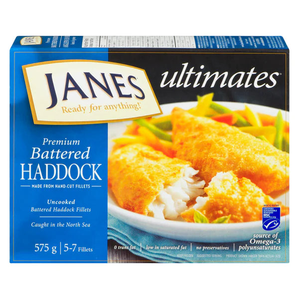 Janes Battered Haddock Fillets 575g