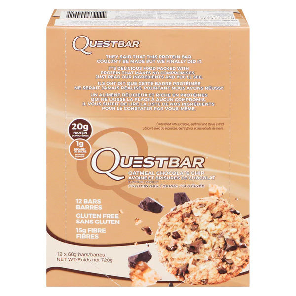 QUEST Oatmeal Chocolate Chip Protein Bar, 12x60GR