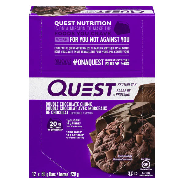 QUEST Double Choc Chunk Protein Bar, 12x60GR