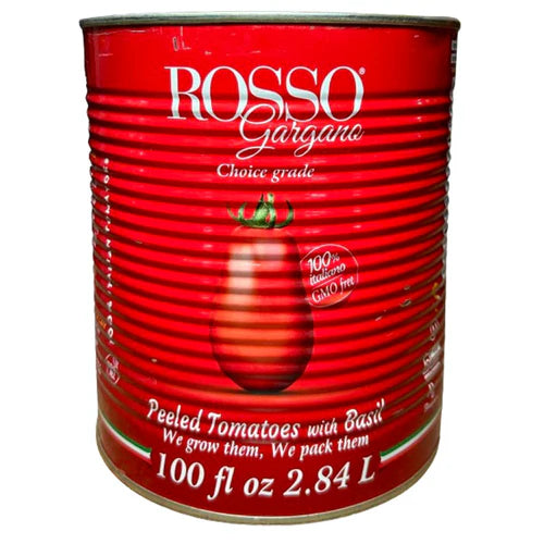 ROSSO GARGANO Italian Whole Peeled Tomatoes w/ Basil 6x100OZ