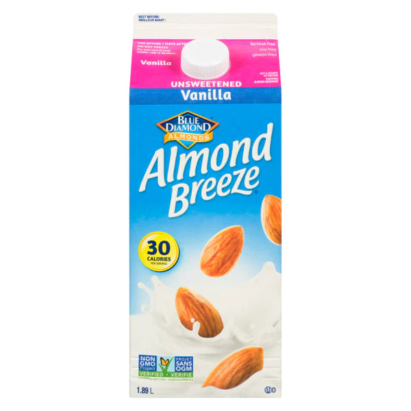 Almond Breeze Unsweetened Vanilla, 1.89 Liters – Delightfully Smooth Vanilla Flavor